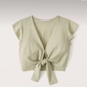 Abercrombie & Fitch Tie Front Linen Top